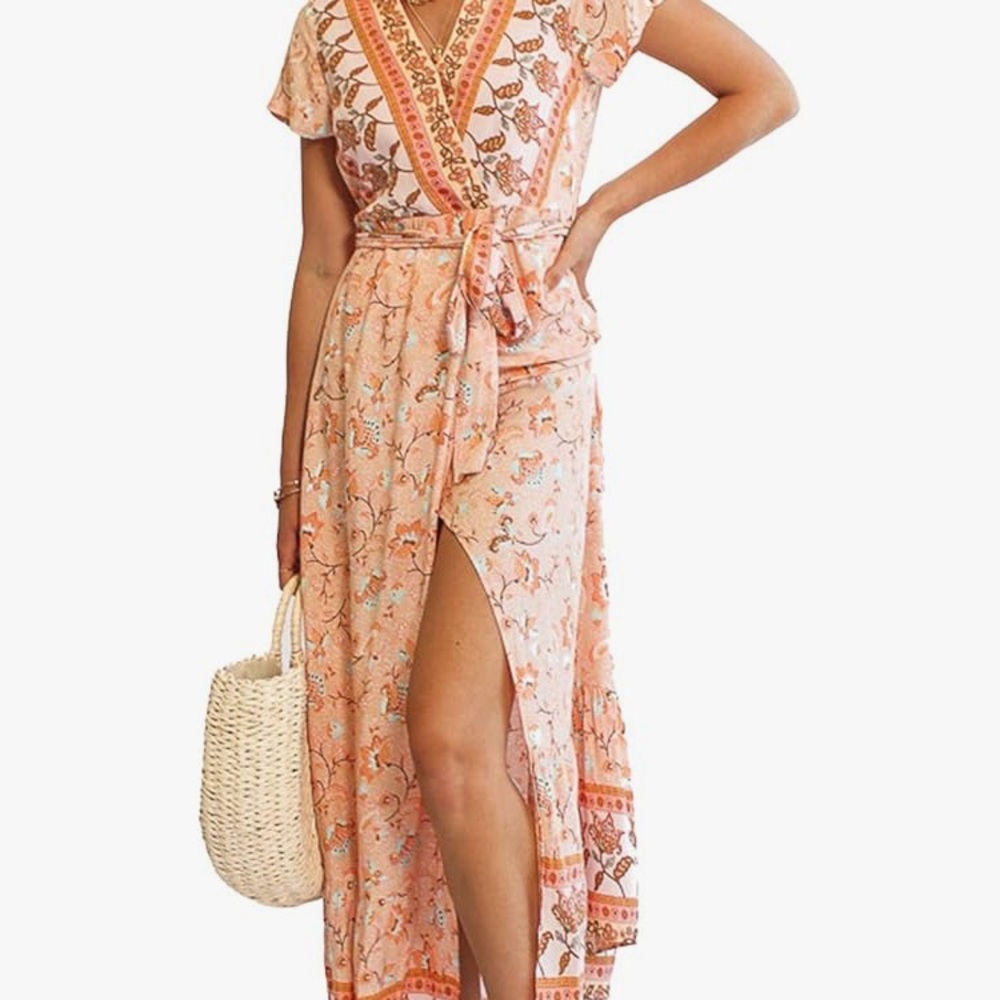 Bohemian Peach Maxi Dress